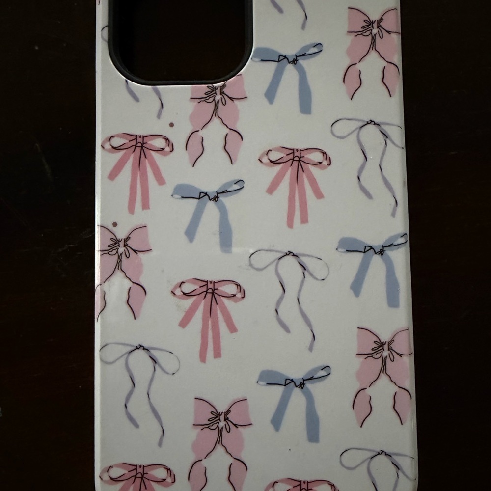 Elegant Bow Pattern Phone Case - Pink and Blue